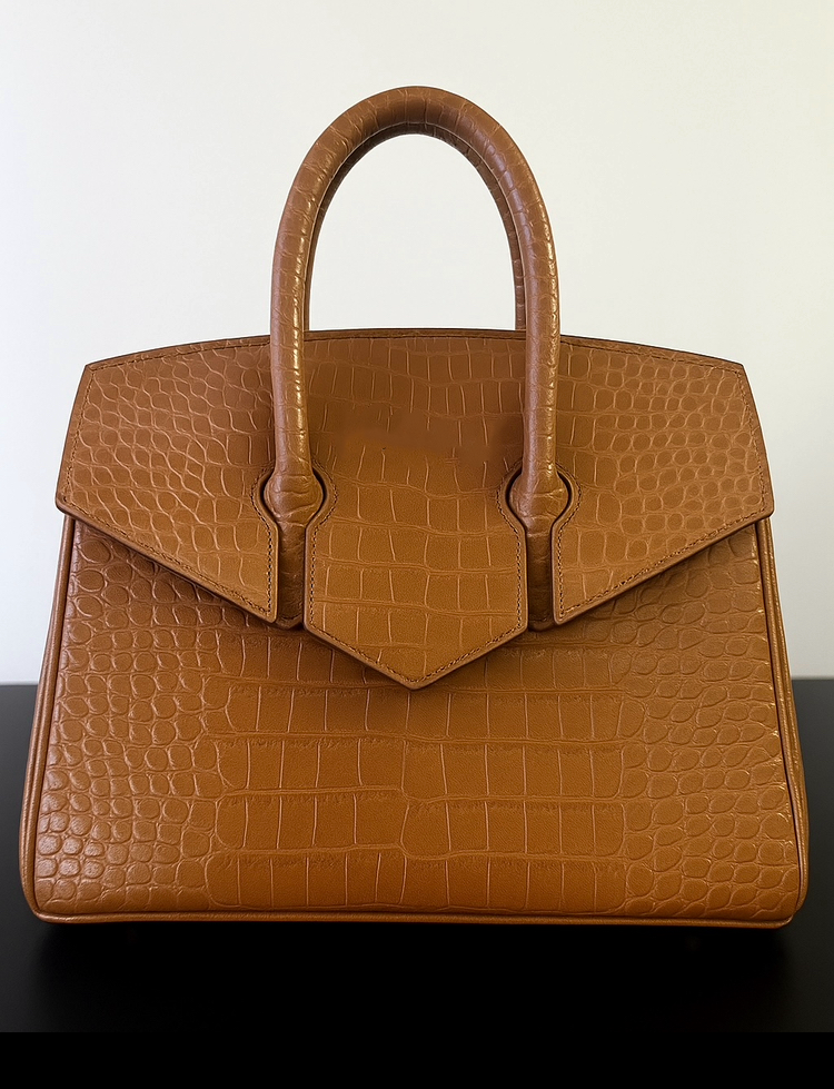 Crocodile Embossed Leather-Cookie Clutch