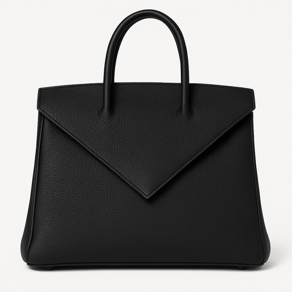 Dorinda Clutch - Black Luxury Leather Handbag 30cm