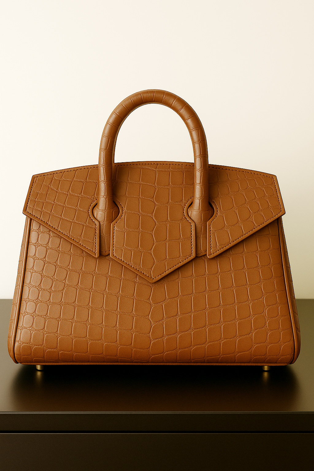 Crocodile Embossed Leather-Cookie Clutch