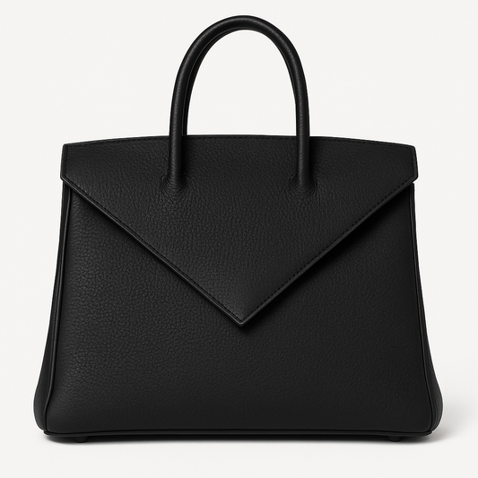 Dorinda Clutch - Black Luxury Leather Handbag 30cm
