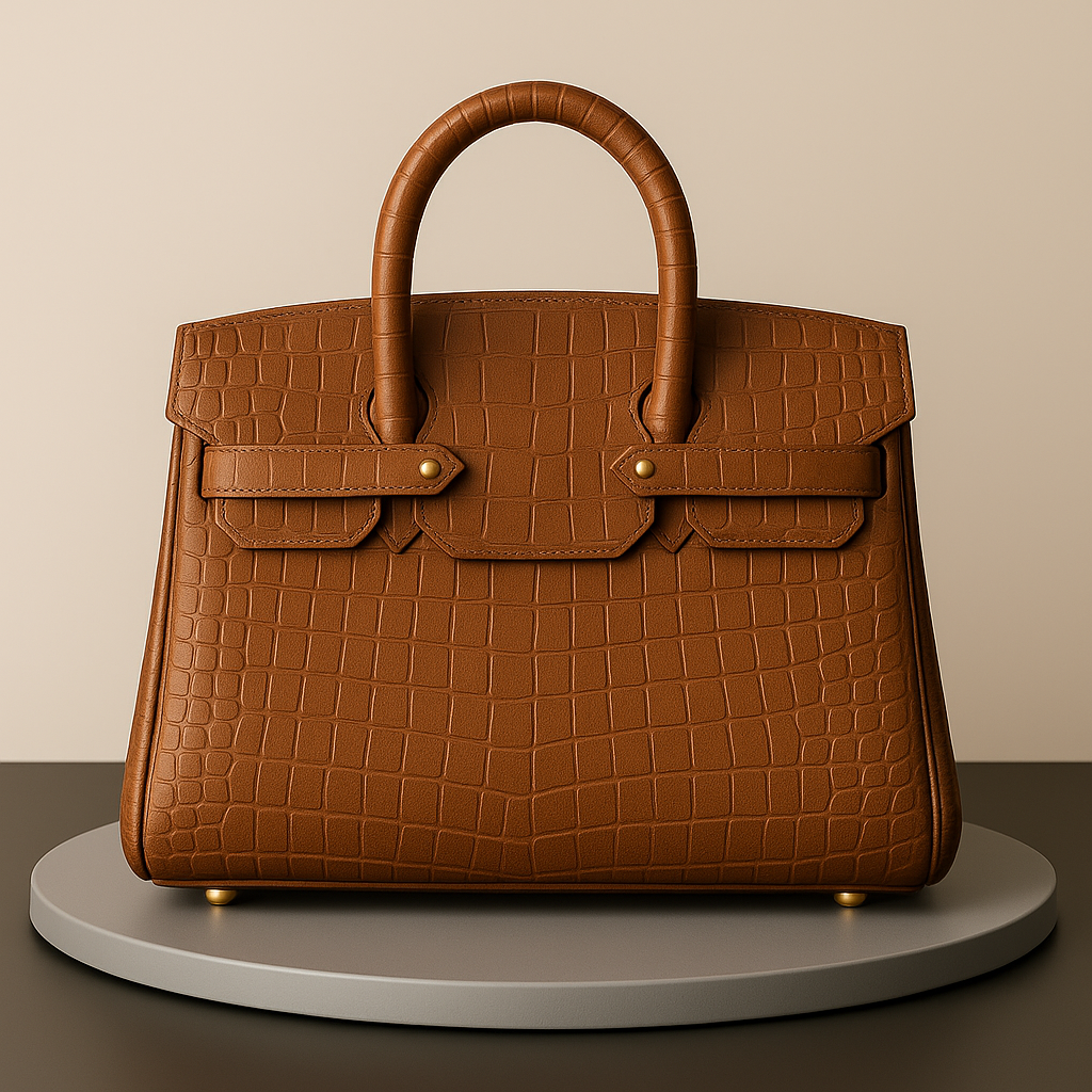 Crocodile Embossed Leather-Cookie Clutch